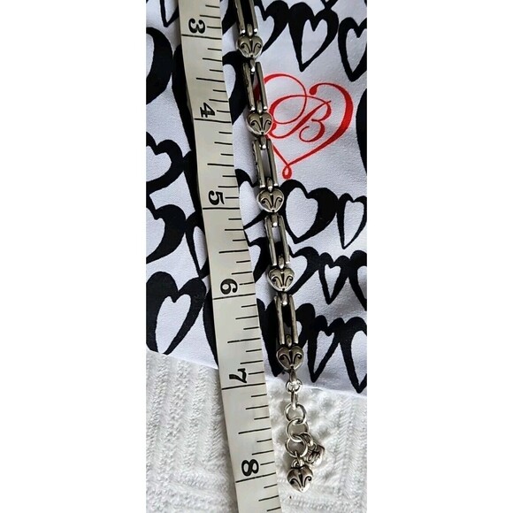 BRIGHTON Silver Bracelet Hearts and Open Etched Rectangle Links & Jewelry Pouch - Picture 5 of 5